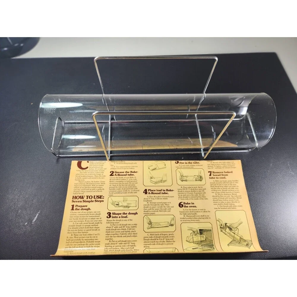 Vintage Pyrex Bake A Round Glass Bread Baking Tube Rack Box 990 Corning French